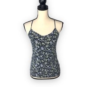 Garage Navy Floral Racerback Camisole Tank Top Size Medium